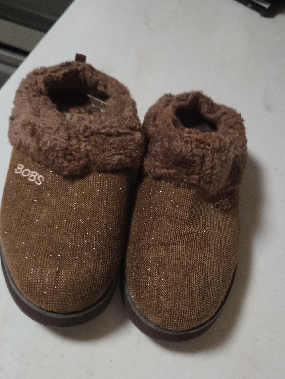 BOBS from Skechers Brown Plush Clog Slippers